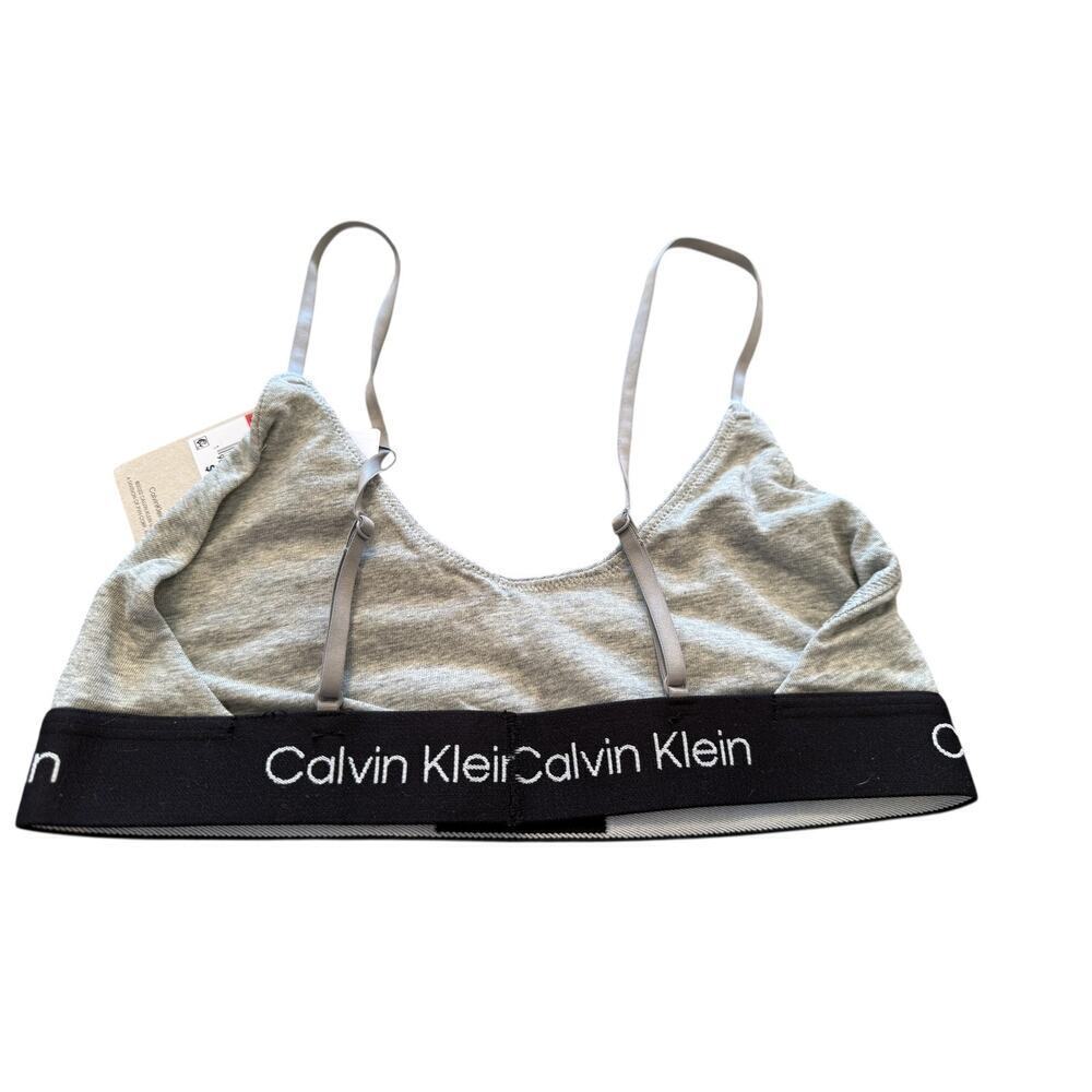 Calvin Klein Women's Gray Cotton Stretch Unlined Bralette Size XS - Picture 6 of 9